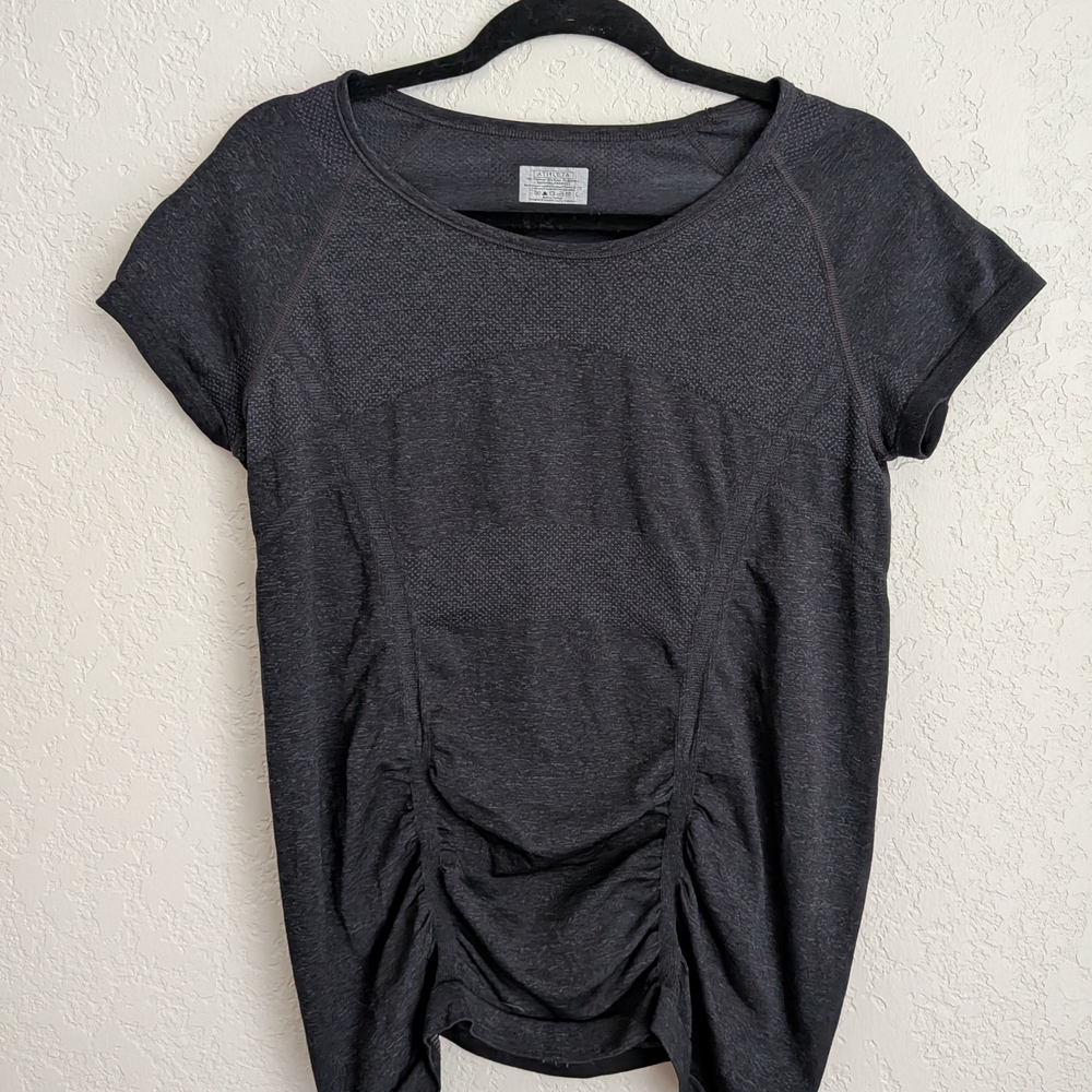 Athleta Charcoal Fast Track Short Sleeve Top